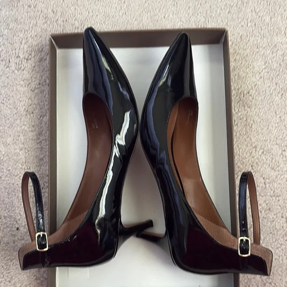 Paolo Black Patent Leather Heels with Ankle Straps - Picture 3 of 6